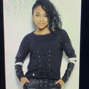All Tied Up Faux Leather Sweatshirt